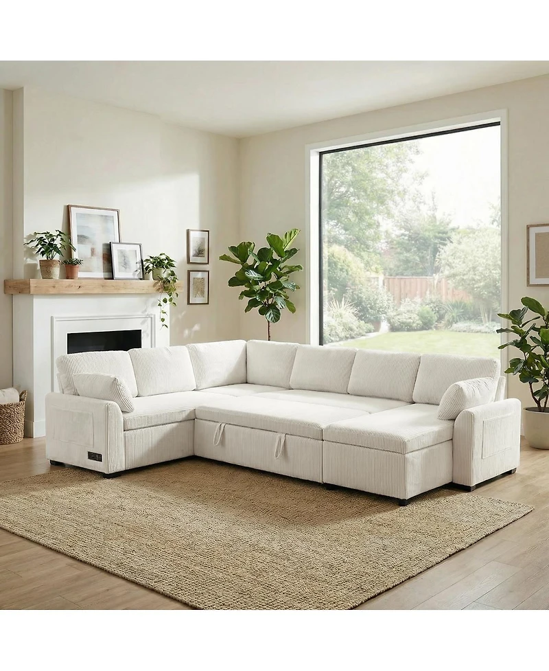 Streamdale Furniture U-Shaped Sectional Sofa Bed with Storage