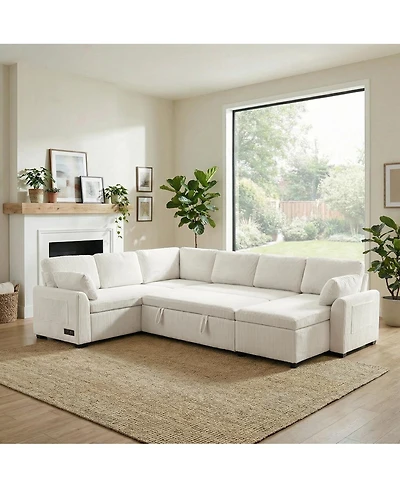 Streamdale Furniture U-Shaped Sectional Sofa Bed with Storage