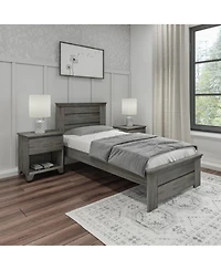 Max & Lily Bed Frame with Panel Headboard, Modern Farmhouse Solid Wood Platform