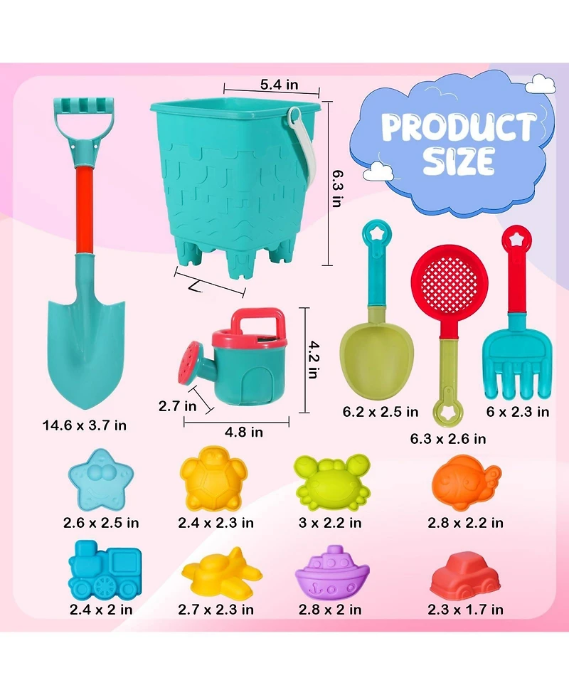 Gnuadz Beach Toys Castle Bucket Sand Molds Shovel Kit