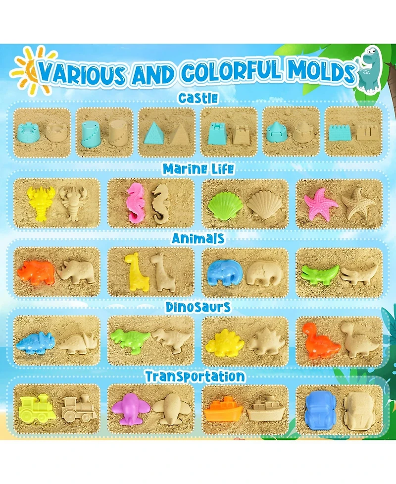 Gnuadz 31-piece Beach Sand Construction Vehicle Bucket Castle Molds Mesh Bag Outdoor Toys Kids