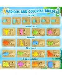Gnuadz 31-piece Beach Sand Construction Vehicle Bucket Castle Molds Mesh Bag Outdoor Toys Kids