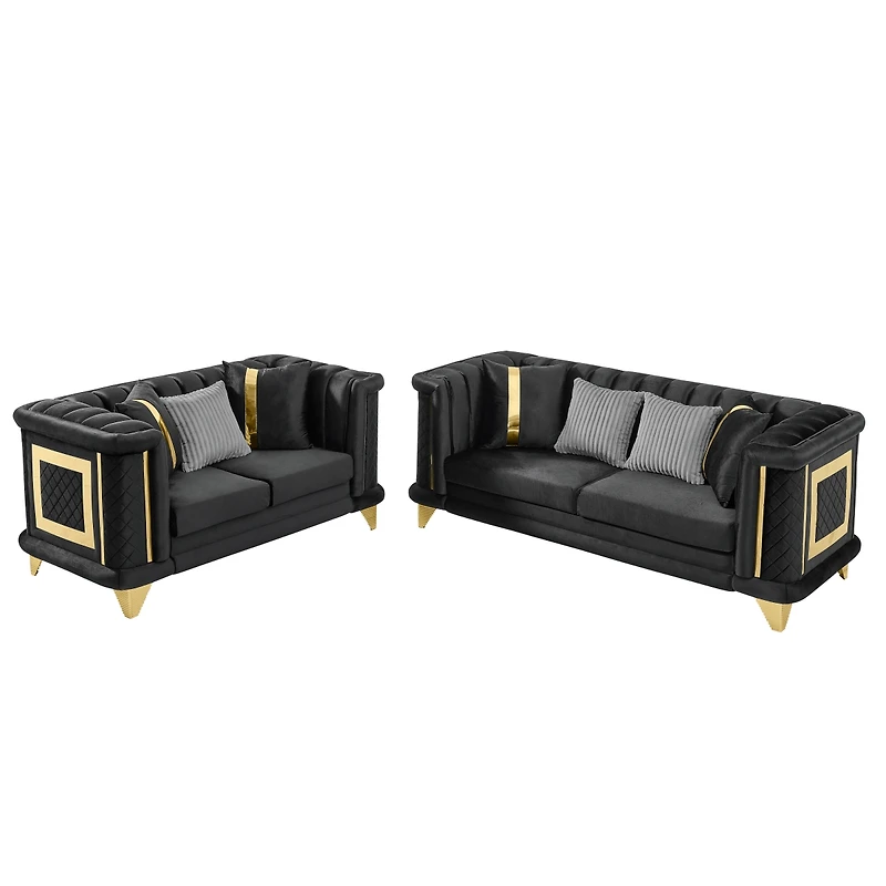 Streamdale Furniture Velvet Luxury Sofa Set, Mid Century Modern