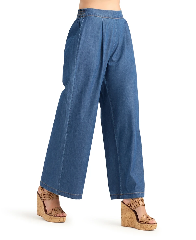 Bcx Women's Denim Wide-Leg Pull-On Pants