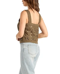 Bcx Women's Crochet Ruffle Sleeveless Tank Top
