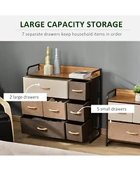 Homcom 7-Drawer Dresser, 3-Tier Tower Unit with Steel Frame