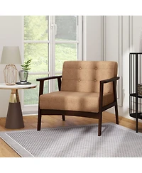 Slickblue Modern Accent Chair with Rubber Wood Frame and Armrests for Living Room Decor