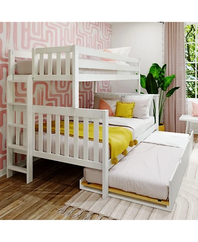 Max and Lily Bunk Bed With Ladder on End and Trundle