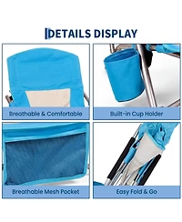 gaomon 2 Piece Portable Folding Low Beach Chair with Cup Holder, Storage Pocket for Camping, Beach, Travel