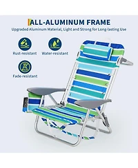 gaomon 1 Piece 5-Position Reclining Portable Folding Lounge Backpack Beach Chair for Outdoor, Travel