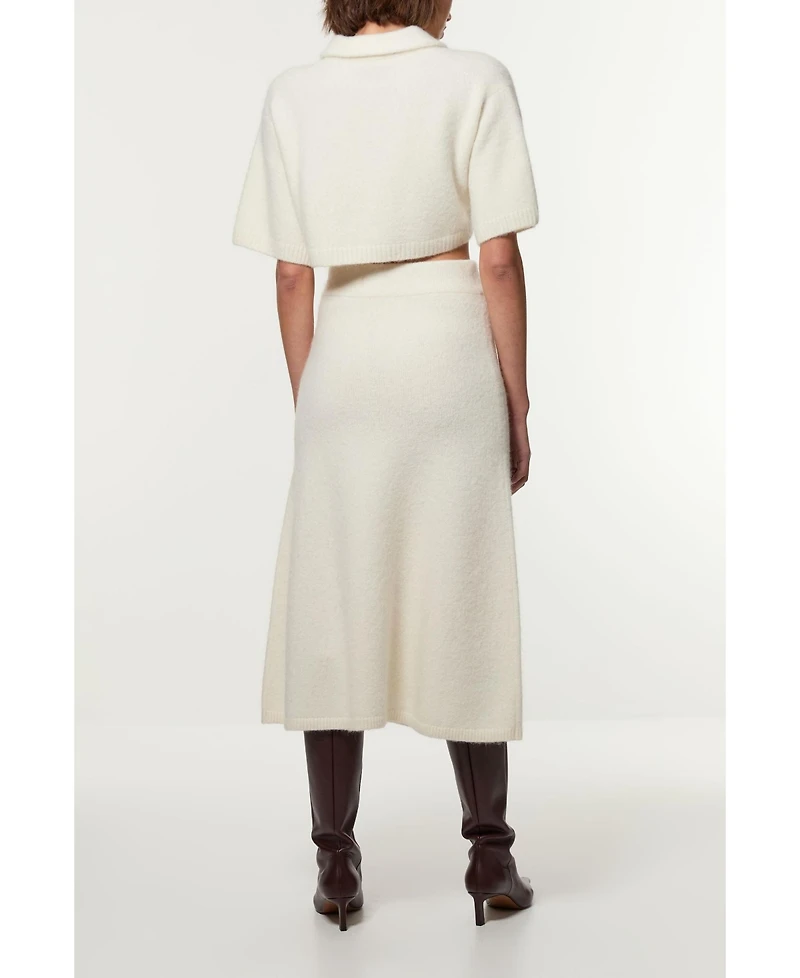 Karen Millen Women's Alpaca Wool Fluffy Full Knit Skirt