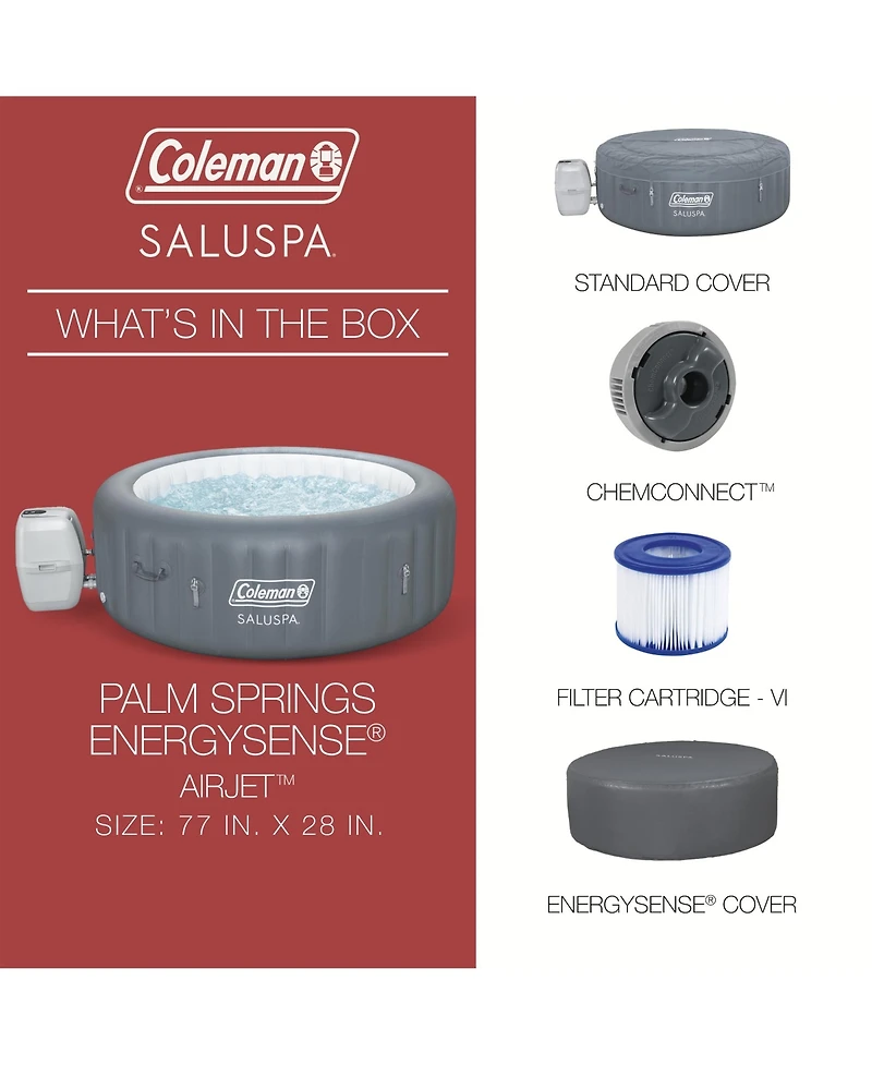 Coleman Palm Springs 6 Person EnergySense Smart AirJet Plus Inflatable Hot Tub
