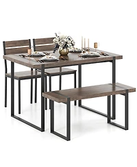 Slickblue Compact 4 Piece Dining Table Set with Bench and Chairs