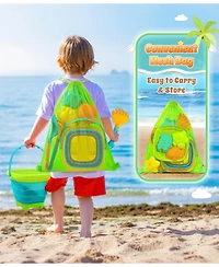 Gnuadz Collapsible Beach Sand Toys Bucket Set Mesh Bag