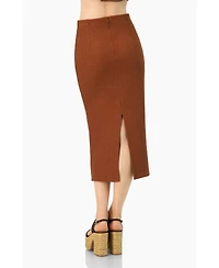 Ivonne Women's Textured Knit Midi Skirt with Back Slit