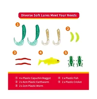 Gnuadz Fishing Lures Kit Spoon Soft Plastic Worms Bass Trout