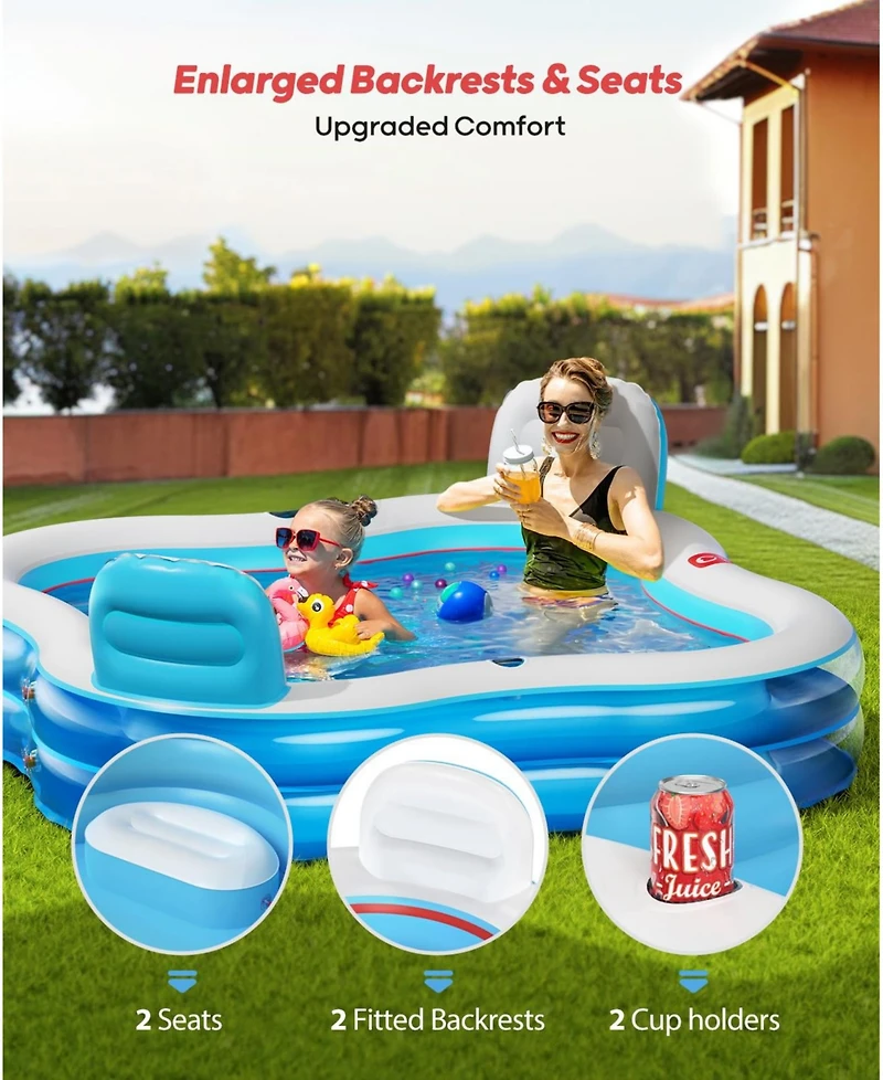 Gnuadz Inflatable Pool With Seats Backrests Family Backyard Outdoor