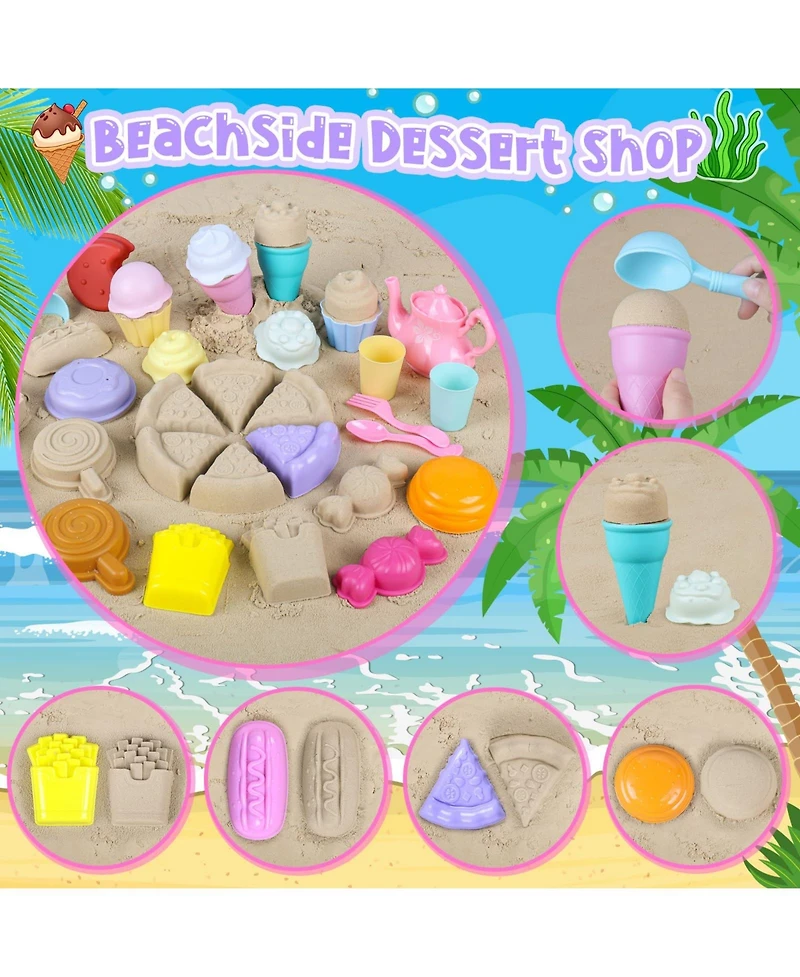Gnuadz Collapsible Beach Toys Sand Bucket Shovels Set Castle Mesh Bag