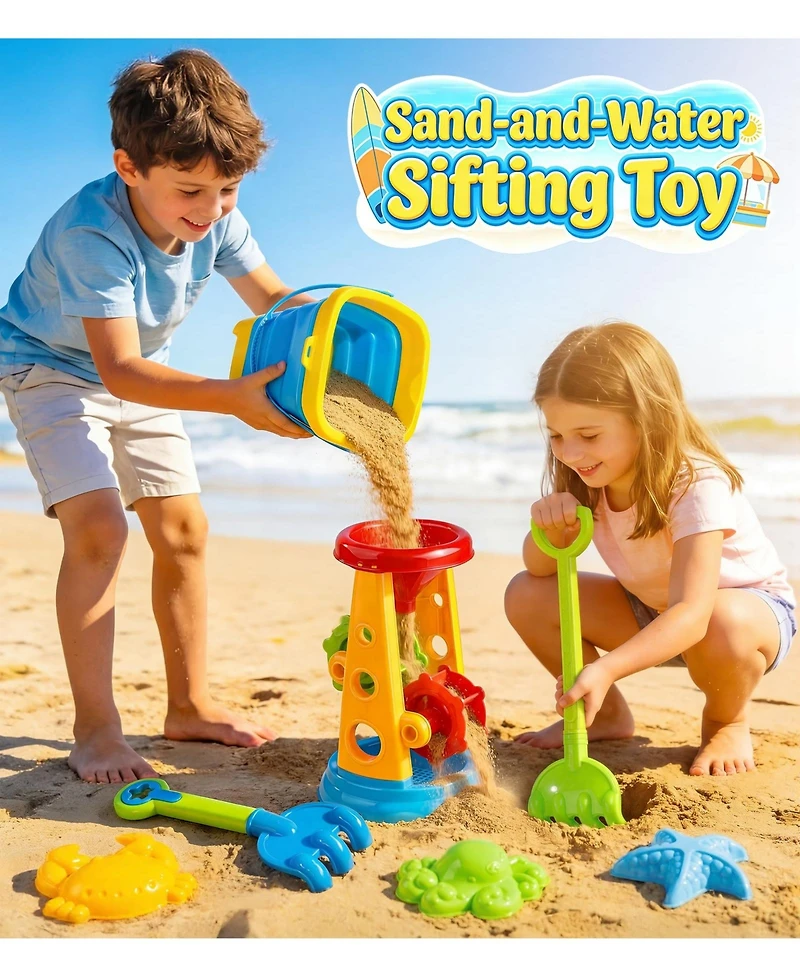 Gnuadz 17-piece Collapsible Beach Sand Toys Bucket Water Wheel Set