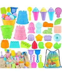 Gnuadz 34-piece Beach Sand Castle Toys Bucket Shovel Set Mesh Bag