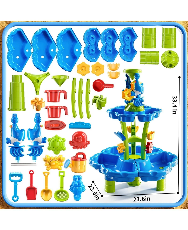 Gnuadz 2-Tier Sand Water Table Kids Sensory Play Outdoor Toy