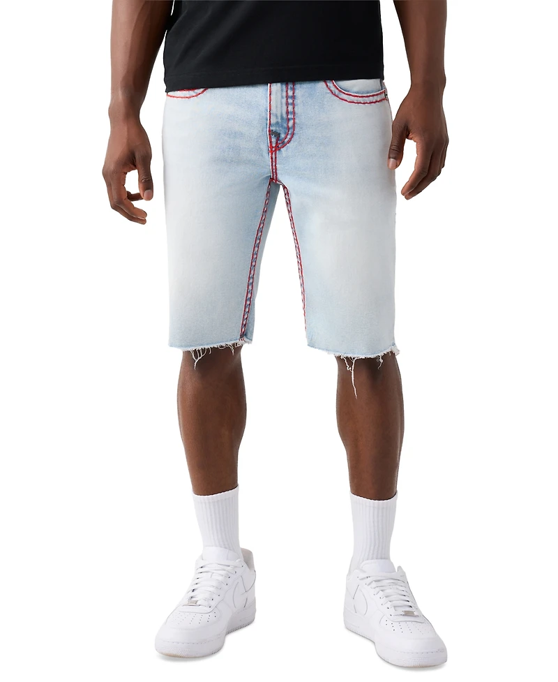 True Religion Men's Ricky Super T Fray Flap Denim Shorts