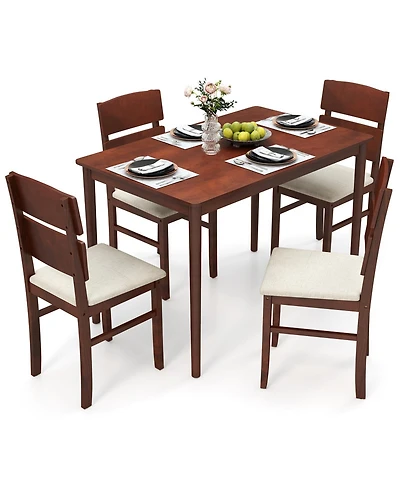 Slickblue 5 Piece Kitchen Table Set for 4 with Curved Backrest Chairs