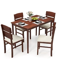 Slickblue 5 Piece Kitchen Table Set for 4 with Curved Backrest Chairs