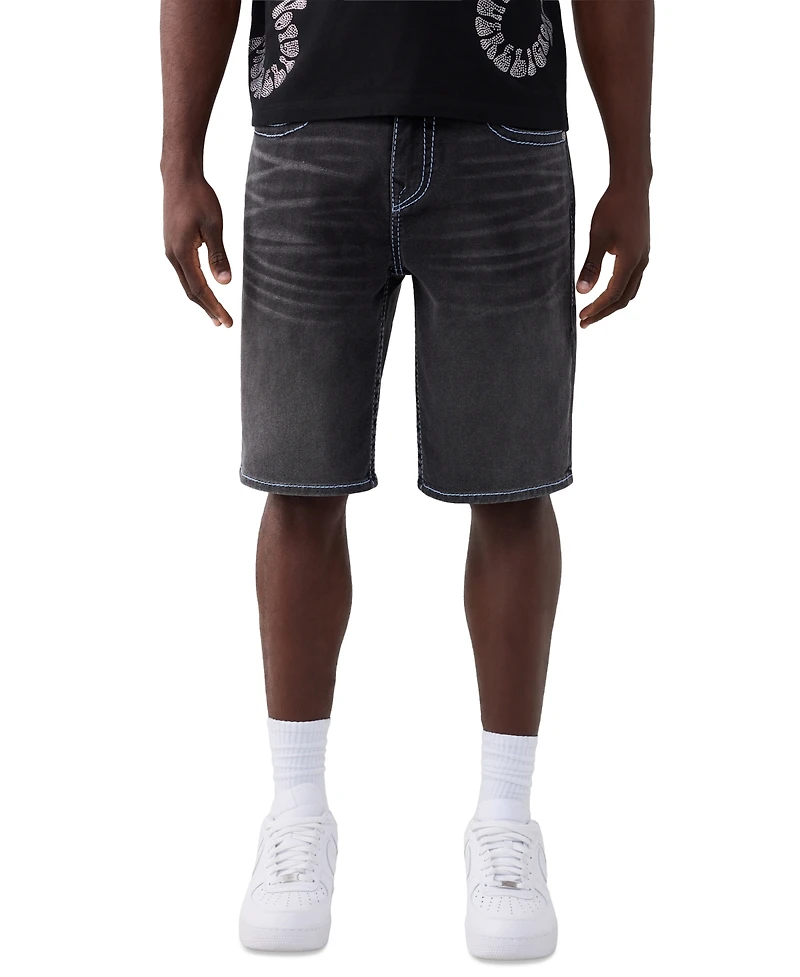 True Religion Men's Baggy Big T Flap Denim Shorts