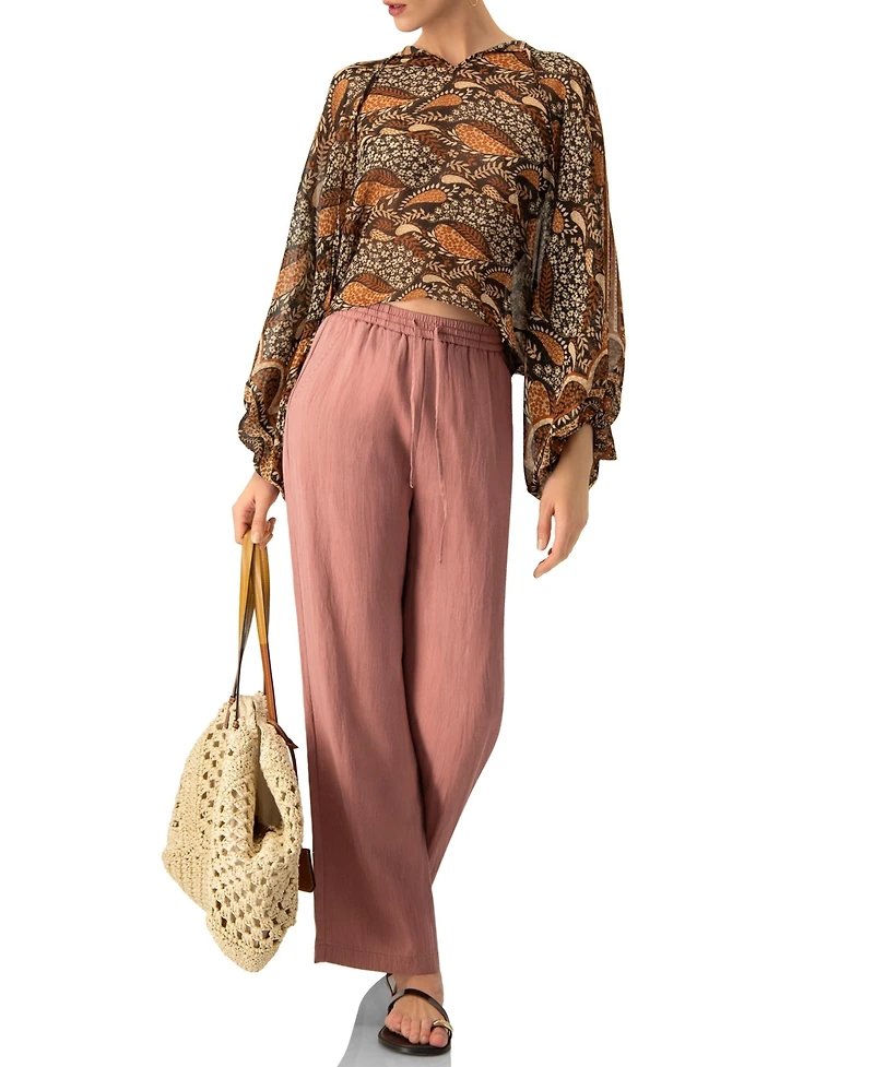 Ivonne Women's Dolman Paisley Blouse with Neck Ties