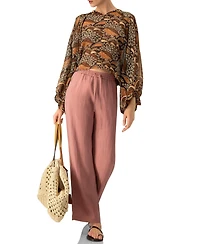 Ivonne Women's Dolman Paisley Blouse with Neck Ties