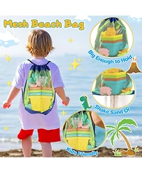 Gnuadz 27-piece Beach Sand Castle Building Kit Buckets Shovels Molds Mesh Bag