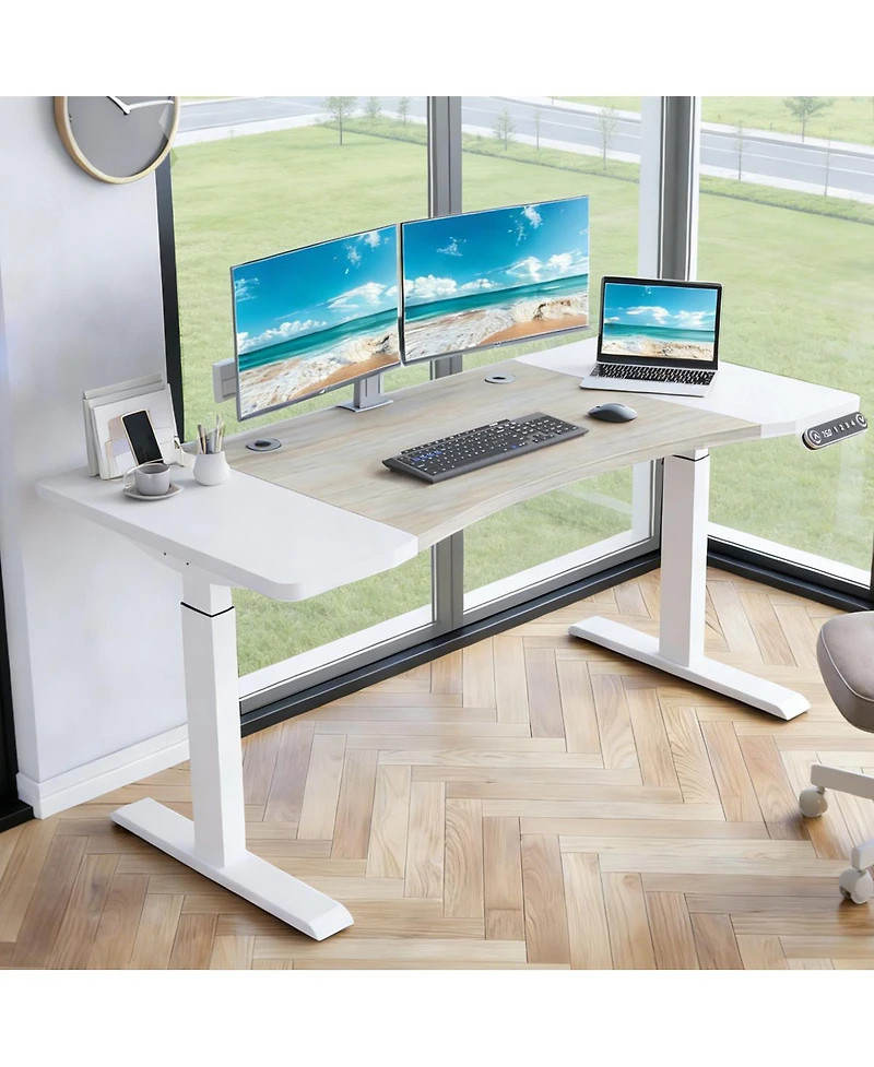 Streamdale Furniture 63x30 inches Dual Motor Curved Electric Standing Desk