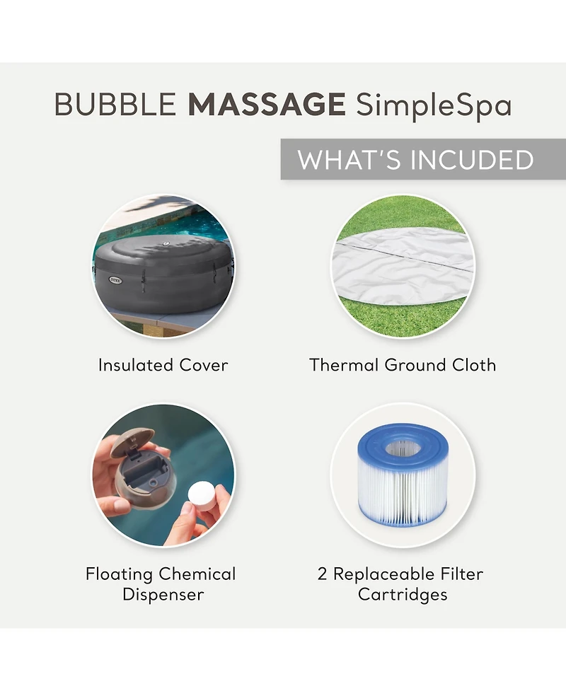 Intex SimpleSpa Bubble Massage 6 Person Inflatable Hot Tub with Energy Cover