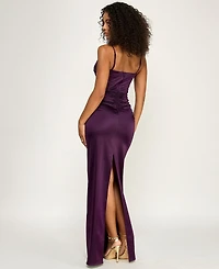 Emerald Sundae Juniors' Sweetheart Neck Twist-Front Gown