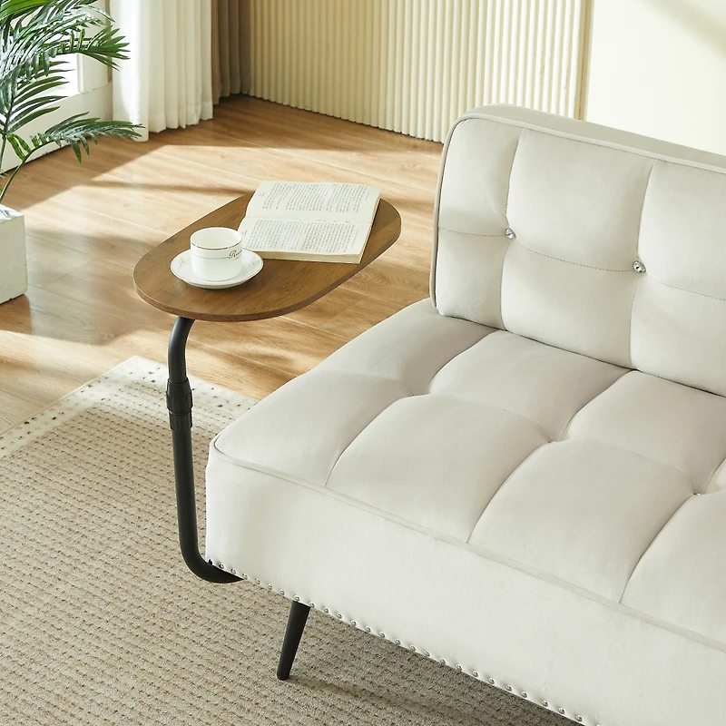 Streamdale Furniture Modern 54" Velvet Loveseat with Rotating Side Table