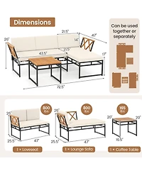 Sugift Shaped Patio Furniture Set for Porch Backyard and Poolside
