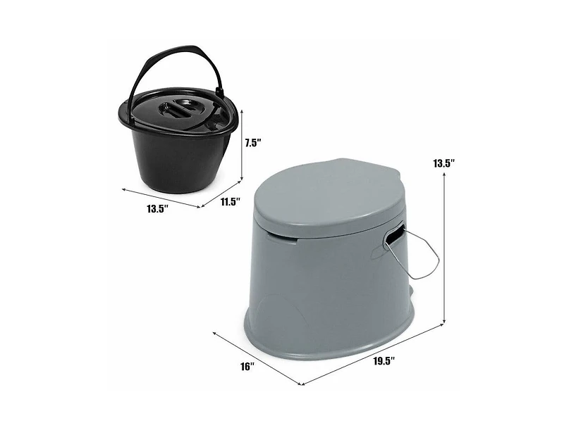 Lucky One 5L Portable Travel Toilet with Paper Holder, Compact Camping Toilet