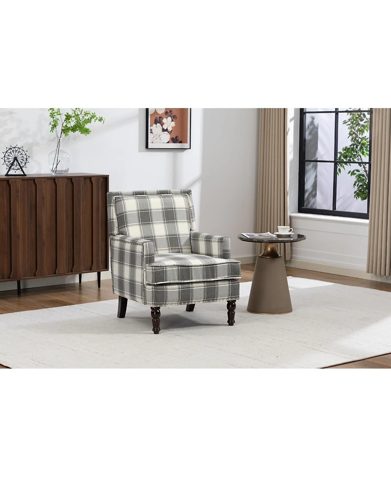 Streamdale Furniture Vintage Linen Accent Chair with Nailhead Trim.