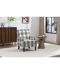 Streamdale Furniture Vintage Linen Accent Chair with Nailhead Trim.