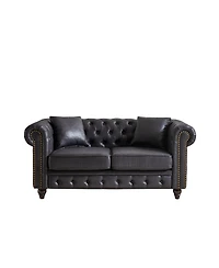 Streamdale Furniture 63.5" Tech Fabric Chesterfield Sofa with Button Tufting and Nail Trim