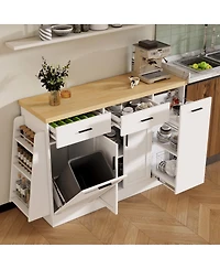 Streamdale Furniture Kitchen Island with Storage and Spice Rack