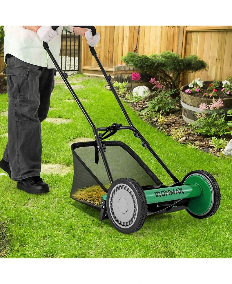 Costway Push Lawn Mower with 5-Blade 6.9 Gallon Removable Grass Catcher for Garden