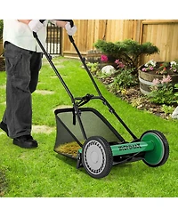 Costway Push Lawn Mower with 5-Blade 6.9 Gallon Removable Grass Catcher for Garden