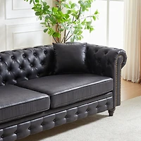 Streamdale Furniture Tech Fabric Chesterfield Sofa, 3-Seater, Rolled Arms, Button Design