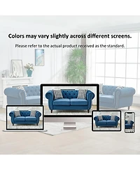 Streamdale Furniture 65 Inch Chesterfield Sofa with Roll Arm and Nailhead