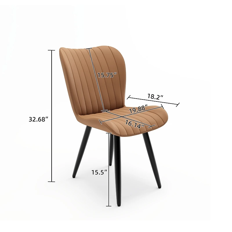 Streamdale Furniture 4 Modern Pu Leather Dining Chairs with Metal Legs