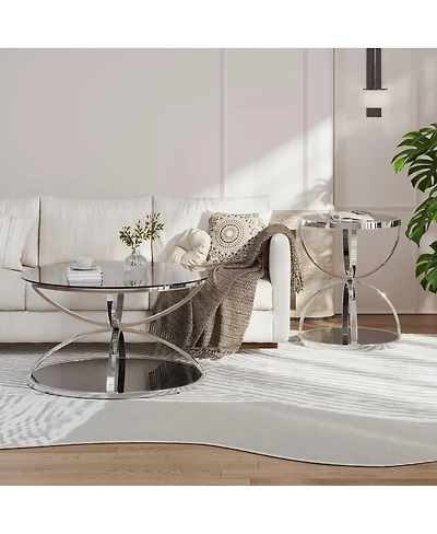 Streamdale Furniture Modern 2-Tier Glass Coffee Table Set