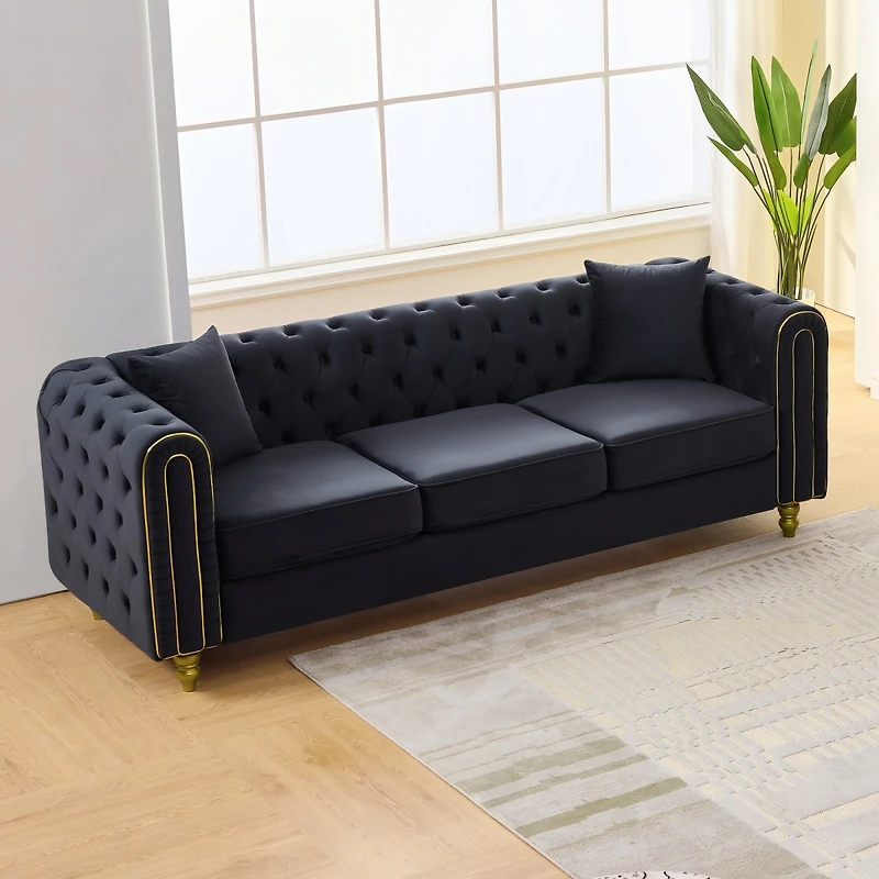 Streamdale Furniture 86" Modern Velvet 3-Seater Loveseat Sofa