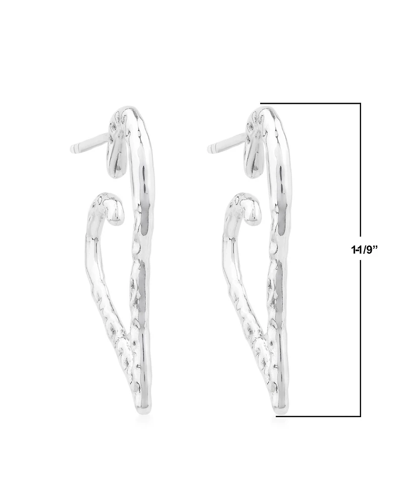 American West Jewelry Sterling Silver 1 Inch Textured Heart Hoop Earrings